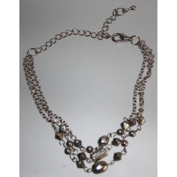 Silver Beaded Triple Strand Bracelet Boho Women's Fashion Jewelry NWOT - Picture 3 of 4